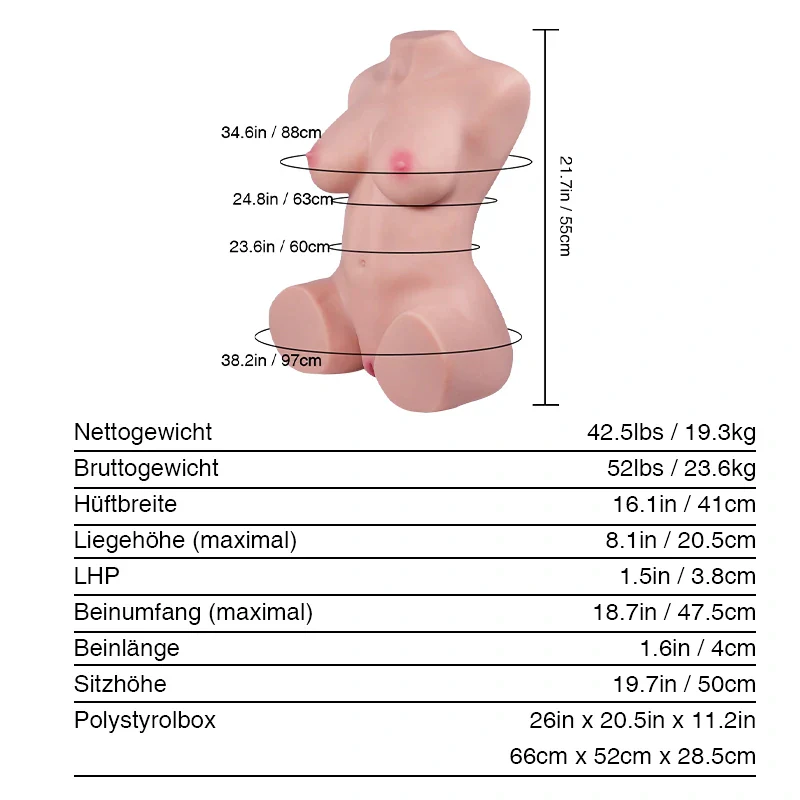 Candice pro: 19.3kg Abnehmbare Vagina Catwoman Sex Puppe Torso mit Tantabosom - Image 13