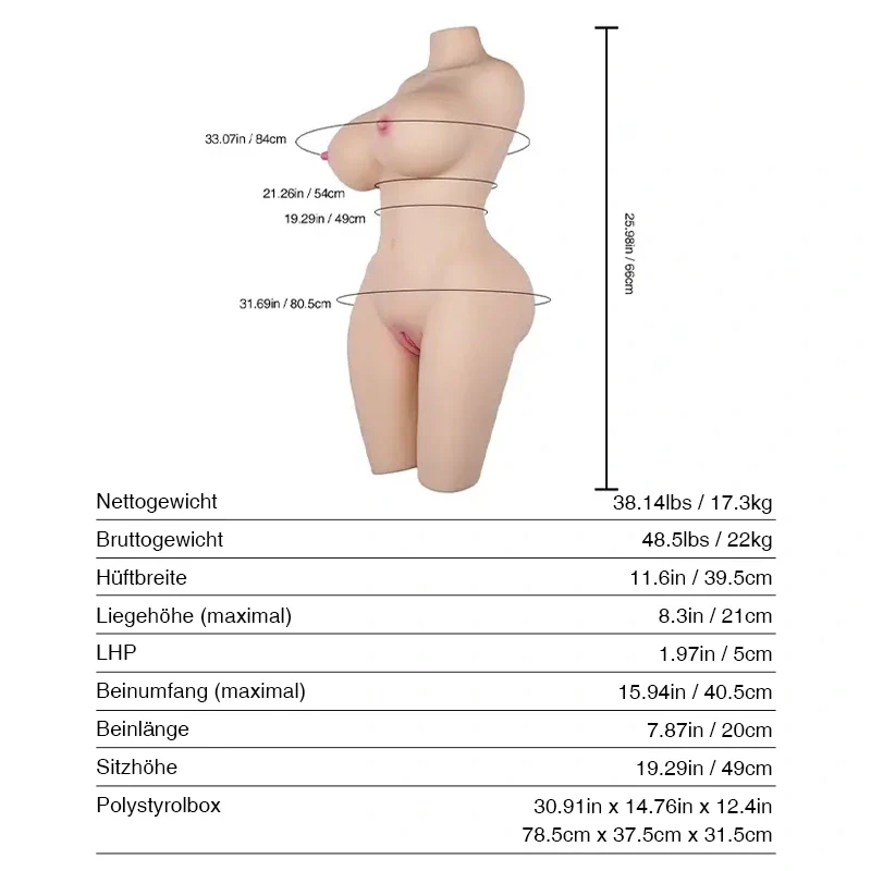 Ginny: 17.3kg Abnehmbare Vaginal Sex Puppe 4 in 1 mit Tantabosom - Image 9