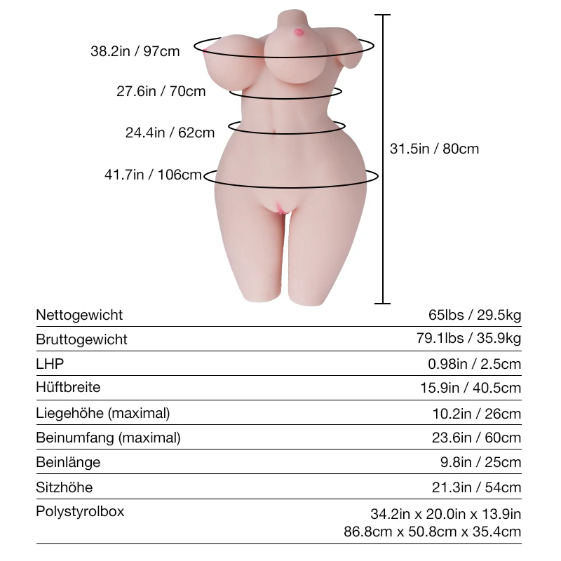 Tantaly Lola: 29.5kg Voluminöser Sexpuppen-Torso mit 32E-Körbchengröße - Image 12