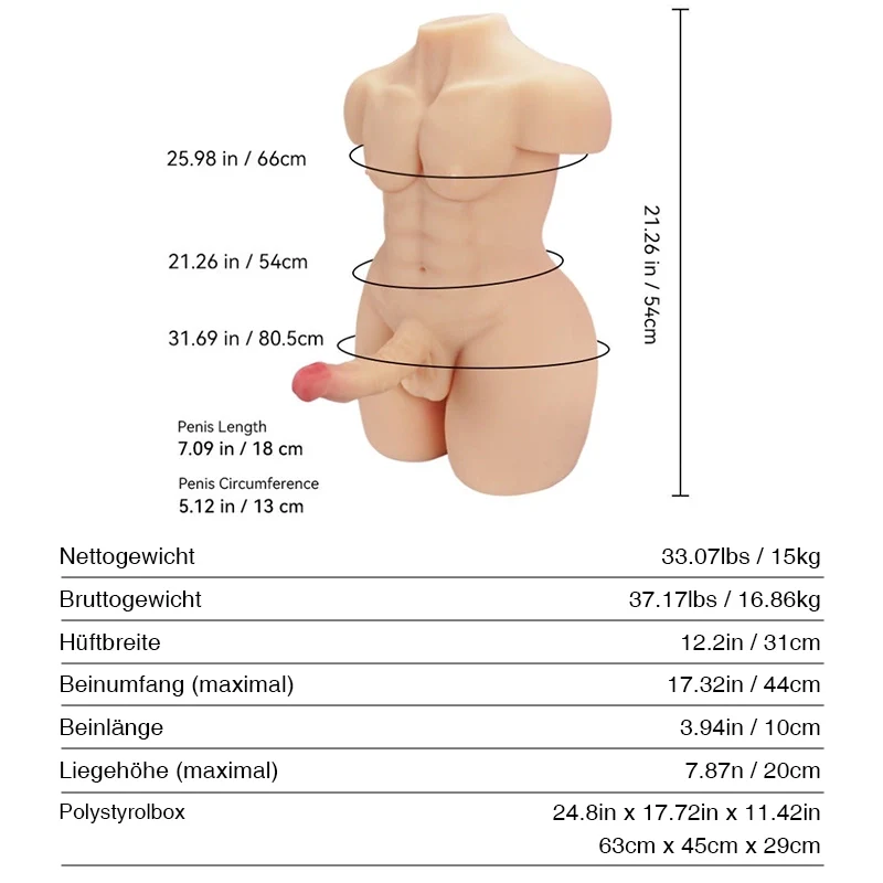 Channing: 15kg Großer Penis Threesome Männlicher Torso Sex Puppe - Image 4
